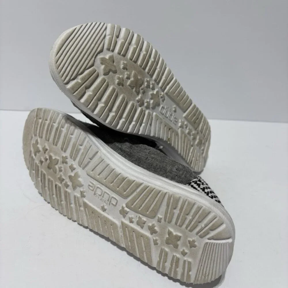 Hey Dude Women’s Wendy Chambray Woven, Gray Slip-On Shoes, Size 6 M